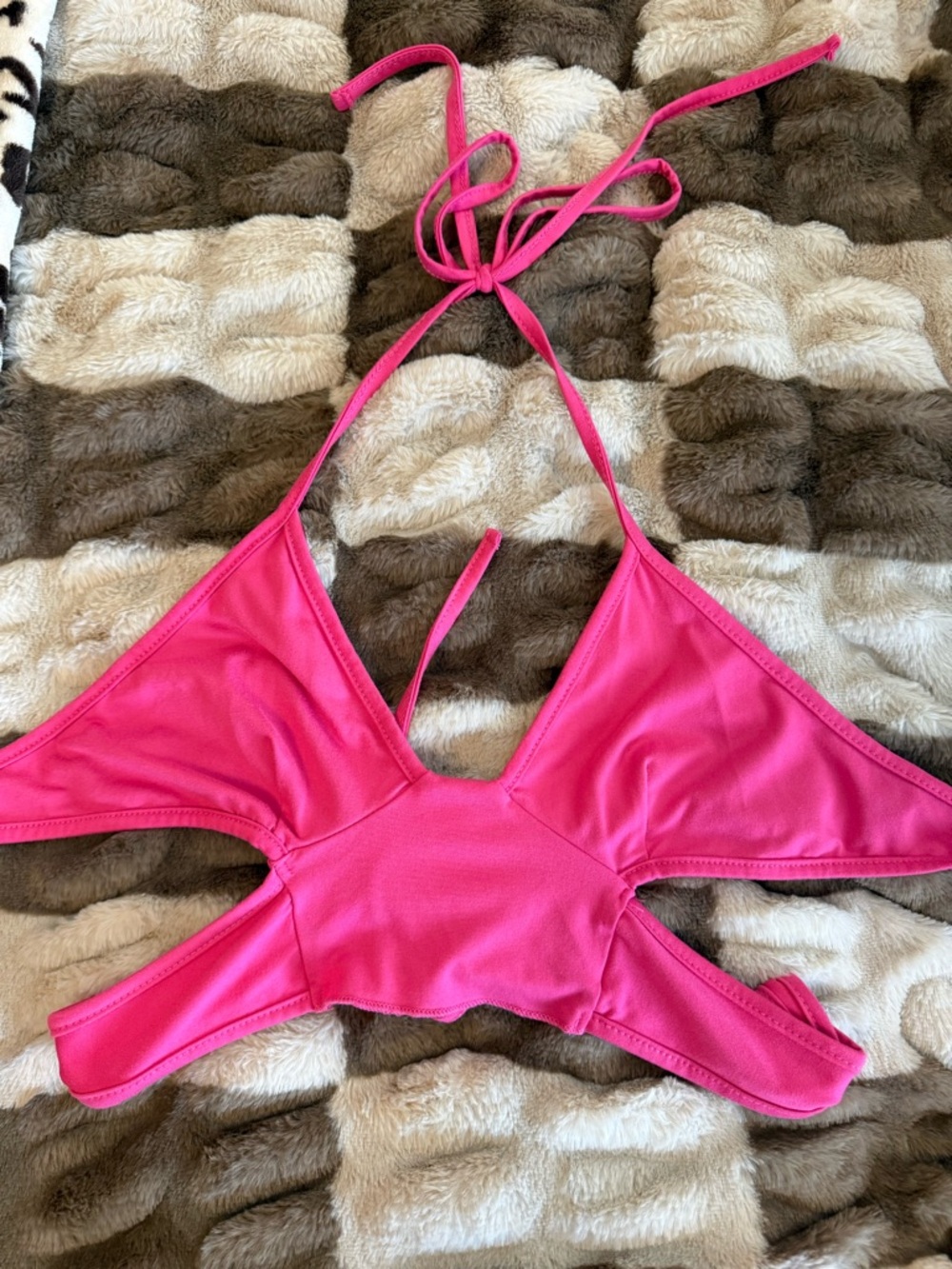 Hot Pink Cutout Halter Crop Top